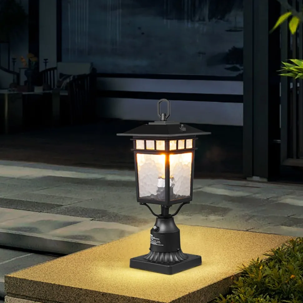 VEVOR 2 Pack Dusk to Dawn Outdoor Post Light, 15.35 in, Waterproof Lamp Post Light Fixtures with 3.5 in Pier Mount Base Glass Shade, Lightning-proof Exterior Pole Column Light for Patio Garden Pathway