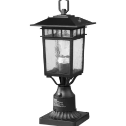 VEVOR 2 Pack Dusk to Dawn Outdoor Post Light, 15.35 in, Waterproof Lamp Post Light Fixtures with 3.5 in Pier Mount Base Glass Shade, Lightning-proof Exterior Pole Column Light for Patio Garden Pathway