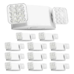 VEVOR 12 Pack Emergency Lights for Business, with Battery Backup, Commercial LED Emergency Exit Lighting Fixtures, AC 120/277V, with Two Square Head Adjustable, 90-Minute Backup, for Business, White