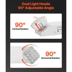 VEVOR 12 Pack Emergency Lights for Business, with Battery Backup, Commercial LED Emergency Exit Lighting Fixtures, AC 120/277V, with Two Square Head Adjustable, 90-Minute Backup, for Business, White