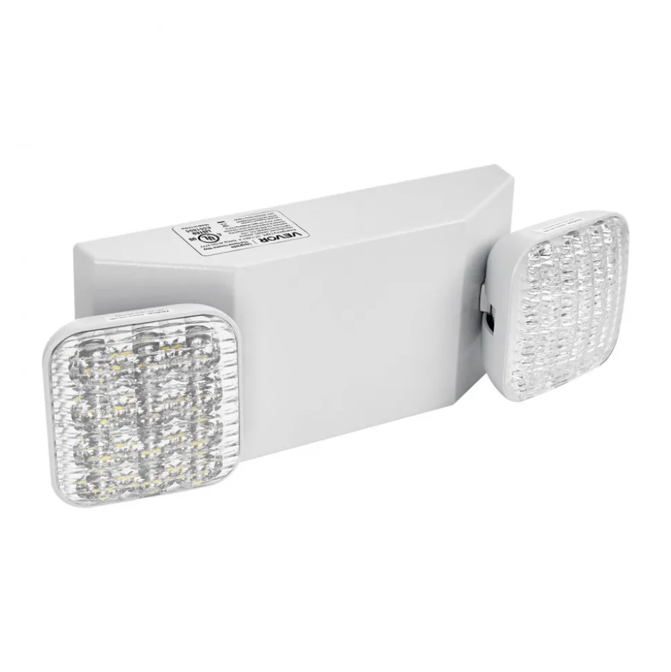 VEVOR 6 Pack Emergency Lights for Business, with Battery Backup, Commercial LED Emergency Exit Lighting Fixtures, AC 120/277V, with Two Square Head Adjustable, 90-Minute Backup, for Business, White