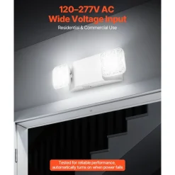 VEVOR 6 Pack Emergency Lights for Business, with Battery Backup, Commercial LED Emergency Exit Lighting Fixtures, AC 120/277V, with Two Square Head Adjustable, 90-Minute Backup, for Business, White