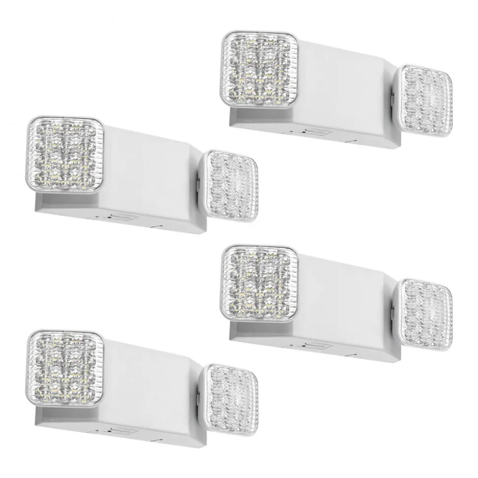 VEVOR 6 Pack Emergency Lights for Business, with Battery Backup, Commercial LED Emergency Exit Lighting Fixtures, AC 120/277V, with Two Square Head Adjustable, 90-Minute Backup, for Business, White