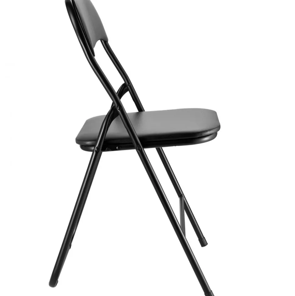 VEVOR 6 Pack Folding Chairs, Foldable Leather Chairs with Heavy Duty Metal Frame & Padded Cushion, Portable Folding Card Table Chairs, Stackable Seats for Home, Yard, Garden, Parties, Events, Black