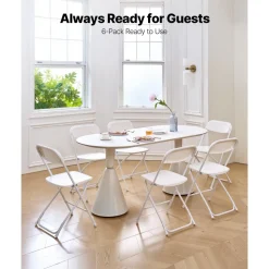 VEVOR 4 Pack Folding Chairs, Foldable Leather Chairs with Heavy Duty Metal Frame & Padded Cushion, Portable Folding Card Table Chairs, Stackable Seats for Home, Yard, Garden, Parties, Events, Khaki