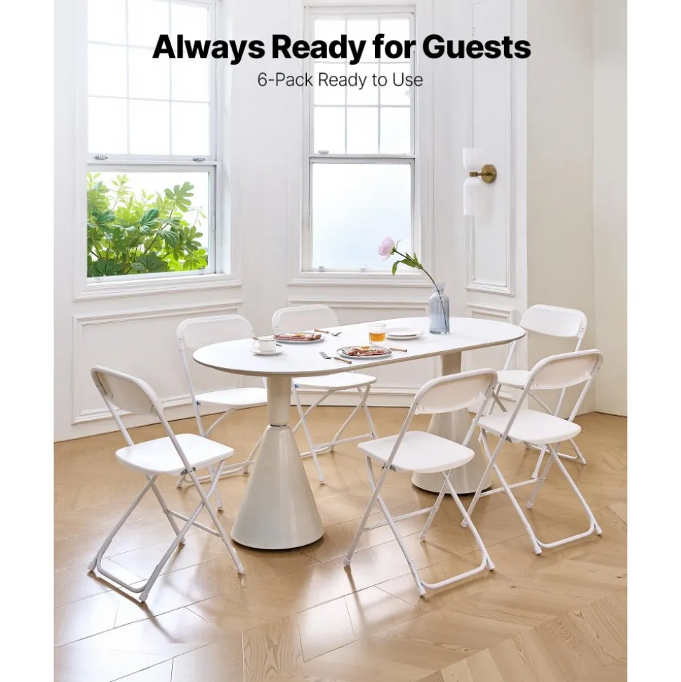 VEVOR 4 Pack Folding Chairs, Foldable Leather Chairs with Heavy Duty Metal Frame & Padded Cushion, Portable Folding Card Table Chairs, Stackable Seats for Home, Yard, Garden, Parties, Events, Khaki
