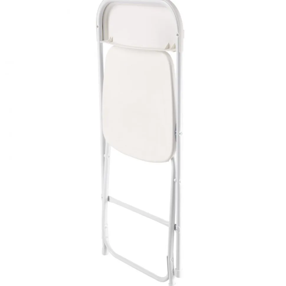 VEVOR 4 Pack Folding Chairs, Foldable Plastic Chairs with Heavy Duty Metal Frame, Portable Folding Card Table Chairs, Stackable Indoor Outdoor Seats for Home, Yard, Garden, Parties, Events, White