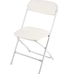 VEVOR 4 Pack Folding Chairs, Foldable Plastic Chairs with Heavy Duty Metal Frame, Portable Folding Card Table Chairs, Stackable Indoor Outdoor Seats for Home, Yard, Garden, Parties, Events, White