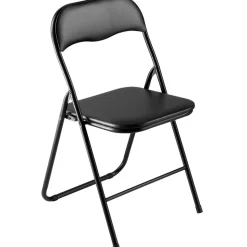 VEVOR 4 Pack Folding Chairs, Foldable Leather Chairs with Heavy Duty Metal Frame & Padded Cushion, Portable Folding Card Table Chairs, Stackable Seats for Home, Yard, Garden, Parties, Events, Black