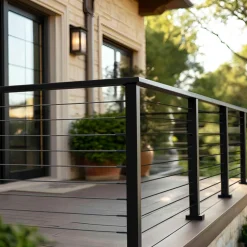 VEVOR 4 Pack 6.5 ft Stainless Steel Handrail, Rectangular Top Stair Deck Hand Rail for Outdoor/Indoor Steps with End Cap,Matte Black Coating Adjustable Metal Stair Rail for Cable Railing Kit