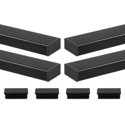 VEVOR 4 Pack 6.5 ft Stainless Steel Handrail, Rectangular Top Stair Deck Hand Rail for Outdoor/Indoor Steps with End Cap,Matte Black Coating Adjustable Metal Stair Rail for Cable Railing Kit