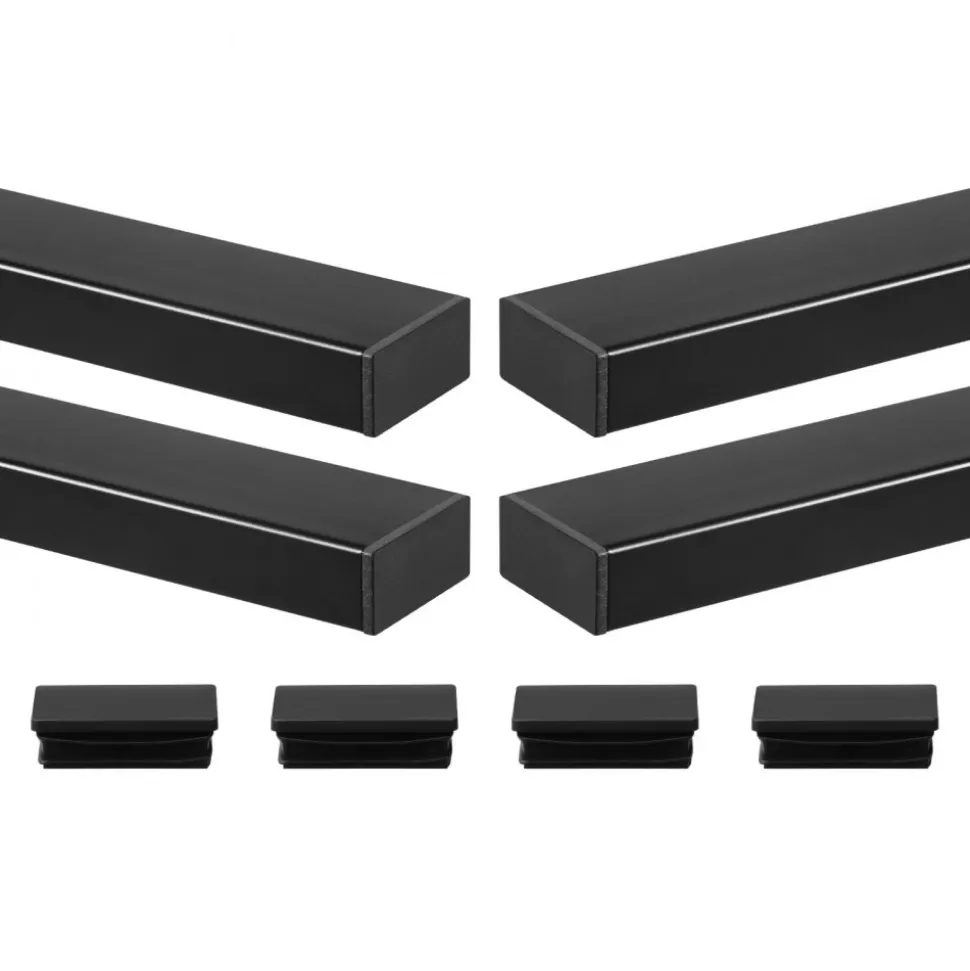 VEVOR 4 Pack 6.5 ft Stainless Steel Handrail, Rectangular Top Stair Deck Hand Rail for Outdoor/Indoor Steps with End Cap,Matte Black Coating Adjustable Metal Stair Rail for Cable Railing Kit