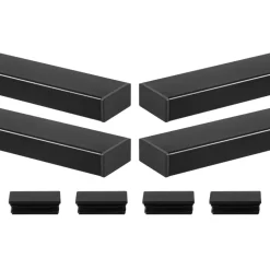 VEVOR 4 Pack 6.5 ft Stainless Steel Handrail, Rectangular Top Stair Deck Hand Rail for Outdoor/Indoor Steps with End Cap,Matte Black Coating Adjustable Metal Stair Rail for Cable Railing Kit