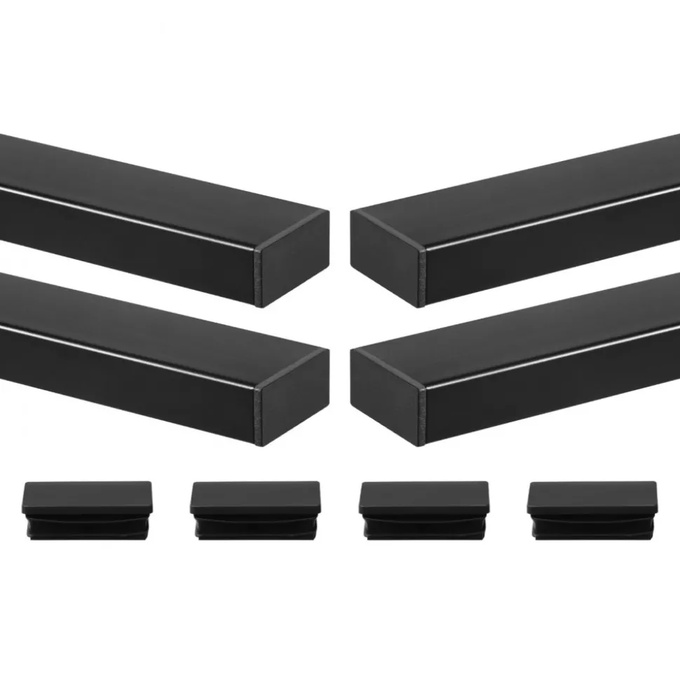 VEVOR 4 Pack 6.5 ft Stainless Steel Handrail, Rectangular Top Stair Deck Hand Rail for Outdoor/Indoor Steps with End Cap,Matte Black Coating Adjustable Metal Stair Rail for Cable Railing Kit