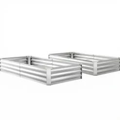 VEVOR 2 Pack Galvanized Raised Garden Beds, 6 x 3 x 1 ft, Rectangular Metal Planter Boxes Kit Outdoor, Bottomless Elevated Planting Box with Gloves, Alu-Zinc, for Growing Flowers Vegetables, Silver