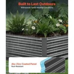 VEVOR 2 Pack Galvanized Raised Garden Beds, 6.67 x 3.35 x 1.51 ft, Rectangular Metal Planter Boxes Kit Outdoor, Elevated Planting Box with Gloves, Alu-Zinc, for Growing Flowers Vegetables, Dark Gray