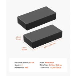 VEVOR 2 Pack Handrail Connectors, Flat Extension Stair Railing Accessories, POM Hand Rail Connector Fittings for Rectangular Cable Railing, Deck Cable Rail System Outdoor, Matte Black, HT-04