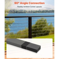 VEVOR 2 Pack Handrail Connectors, Flat Extension Stair Railing Accessories, POM Hand Rail Connector Fittings for Rectangular Cable Railing, Deck Cable Rail System Outdoor, Matte Black, HT-04