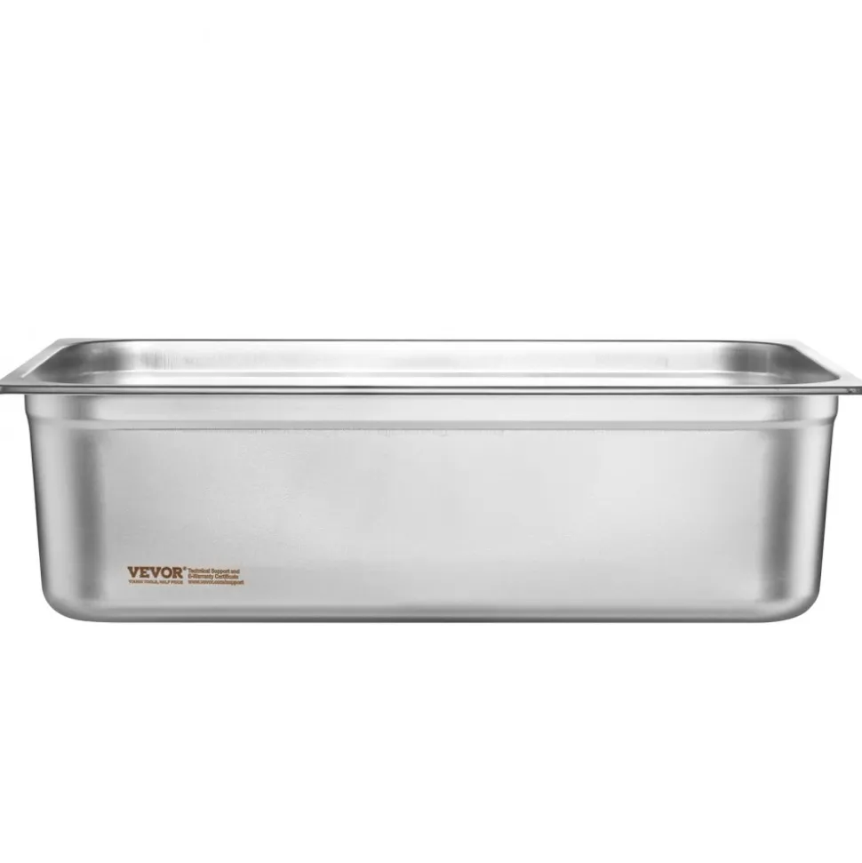 VEVOR 6 Pack Hotel Pans, Full Size Anti-Jam Steam Pan, 0.8mm Thick Stainless Steel Restaurant Steam Table Pan, 6-Inch Deep Commercial Table Pan, Catering Storage Food Pan, for Industrial & Scientific