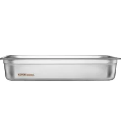 VEVOR 6 Pack Hotel Pans, Full Size Anti-Jam Steam Pan, 0.8mm Thick Stainless Steel Restaurant Steam Table Pan, 4-Inch Deep Commercial Table Pan, Catering Storage Food Pan, for Industrial & Scientific