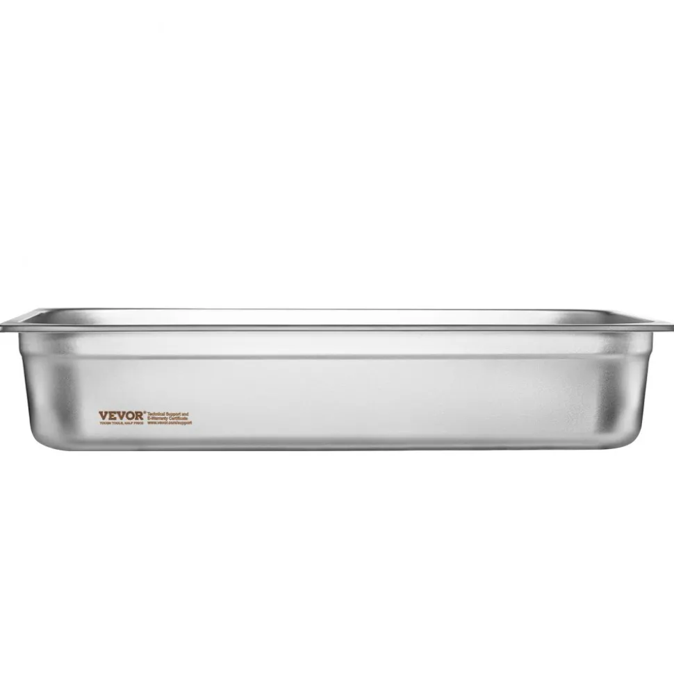 VEVOR 4 Pack Hotel Pans, Full Size Anti-Jam Steam Pan with Lid, 0.8mm Thick Stainless Steel Steam Table Pan, 4-Inch Deep Commercial Table Pan, Catering Storage Food Pan, for Industrial & Scientific