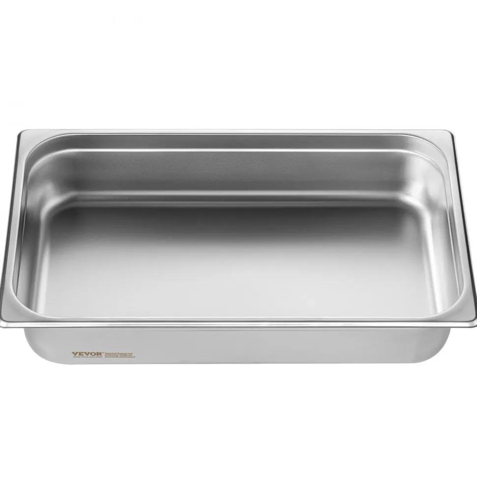 VEVOR 4 Pack Hotel Pans, Full Size Anti-Jam Steam Pan with Lid, 0.8mm Thick Stainless Steel Steam Table Pan, 4-Inch Deep Commercial Table Pan, Catering Storage Food Pan, for Industrial & Scientific