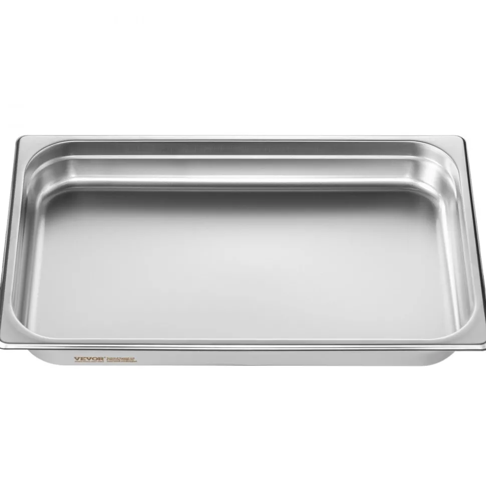 VEVOR 6 Pack Hotel Pans, Full Size Anti-Jam Steam Pan, 0.8mm Thick Stainless Steel Restaurant Steam Table Pan, 2.5-Inch Deep Commercial Table Pan, Catering Storage Food Pan, for Industrial & Scientifi