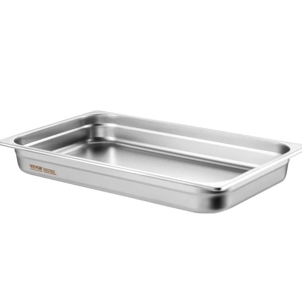 VEVOR 6 Pack Hotel Pans, Full Size Anti-Jam Steam Pan, 0.8mm Thick Stainless Steel Restaurant Steam Table Pan, 2.5-Inch Deep Commercial Table Pan, Catering Storage Food Pan, for Industrial & Scientifi
