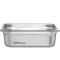 VEVOR 8 Pack Hotel Pans, 1/2 Size Anti-Jam Steam Pan with Lid, 0.8mm Thick Stainless Steel Steam Table Pan, 4-Inch Deep Commercial Table Pan, Catering Storage Food Pan, for Industrial & Scientific