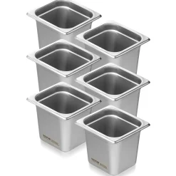 VEVOR 6 Pack Hotel Pans, 1/6 Â Size Anti-Jam Steam Pan, 0.8mm Thick Stainless Steel Restaurant Steam Table Pan, 6-Inch Deep Commercial Table Pan, Catering Storage Food Pan, for Industrial & Scientific