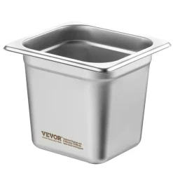 VEVOR 6 Pack Hotel Pans, 1/6 Size Anti-Jam Steam Pan, 0.8mm Thick Stainless Steel Restaurant Steam Table Pan, 6-Inch Deep Commercial Table Pan, Catering Storage Food Pan, for Industrial & Scientific