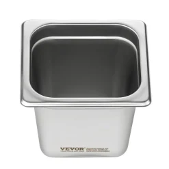 VEVOR 6 Pack Hotel Pans, 1/6 Size Anti-Jam Steam Pan, 0.8mm Thick Stainless Steel Restaurant Steam Table Pan, 6-Inch Deep Commercial Table Pan, Catering Storage Food Pan, for Industrial & Scientific
