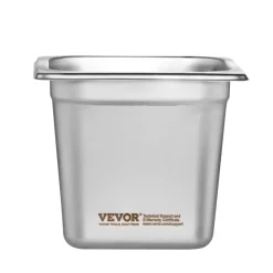 VEVOR 6 Pack Hotel Pans, 1/6 Size Anti-Jam Steam Pan, 0.8mm Thick Stainless Steel Restaurant Steam Table Pan, 6-Inch Deep Commercial Table Pan, Catering Storage Food Pan, for Industrial & Scientific