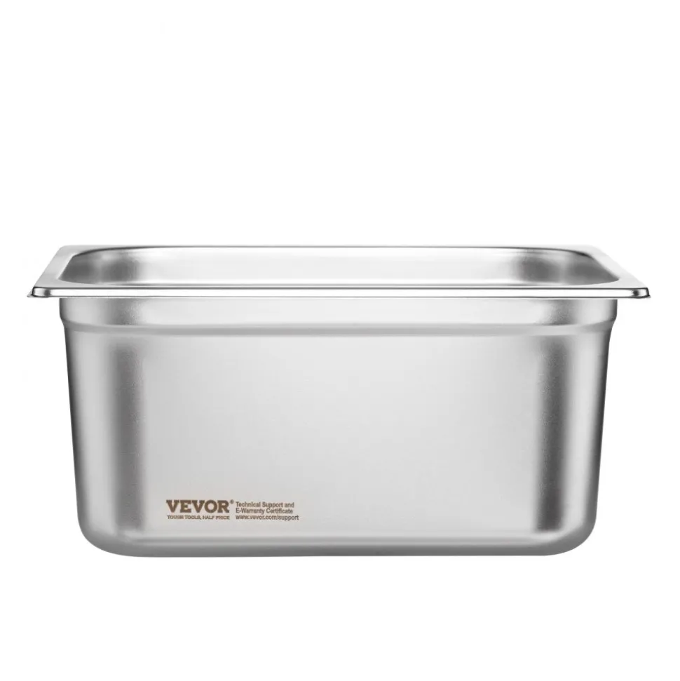 VEVOR 6 Pack Hotel Pans, 1/2 Size Anti-Jam Steam Pan, 0.8mm Thick Stainless Steel Restaurant Steam Table Pan, 6-Inch Deep Commercial Table Pan, Catering Storage Food Pan, for Industrial & Scientific