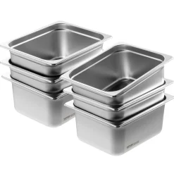 VEVOR 6 Pack Hotel Pans, 1/2 Size Anti-Jam Steam Pan, 0.8mm Thick Stainless Steel Restaurant Steam Table Pan, 6-Inch Deep Commercial Table Pan, Catering Storage Food Pan, for Industrial & Scientific
