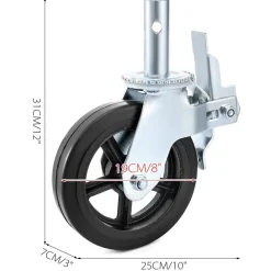 VEVOR 4 Pack 8 Inch Iron Core Polyurethane Swivel Caster With Dual Locking Brake Adjustable Legs 1100LBS Capacity per Wheel
