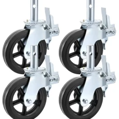 VEVOR 4 Pack 8 Inch Iron Core Polyurethane Swivel Caster With Dual Locking Brake Adjustable Legs 1100LBS Capacity per Wheel