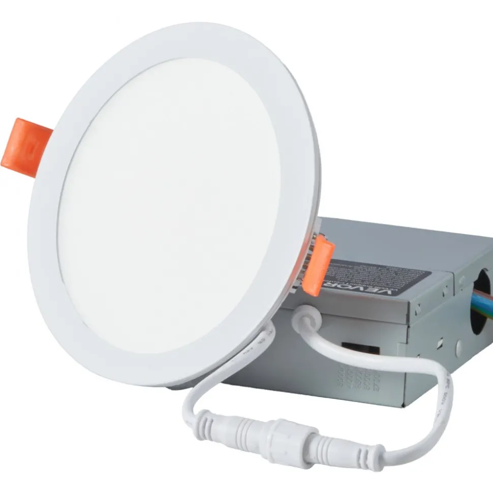 VEVOR 12 Pack 6 Inch LED Recessed Ceiling Light, 5CCT, Canless Wafer Downlight with Junction Box, 2700K/3000K/3500K/4000K/5000K Selectable, 1100 LM High Brightness 12W 120V, for Indoor Home Lighting