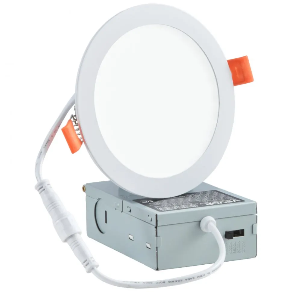 VEVOR 12 Pack 6 Inch LED Recessed Ceiling Light, 5CCT, Canless Wafer Downlight with Junction Box, 2700K/3000K/3500K/4000K/5000K Selectable, 1100 LM High Brightness 12W 120V, for Indoor Home Lighting