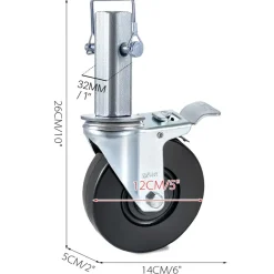 VEVOR 4 Pack 5Inch Scaffolding Rubber Swivel Caster Wheels with Dual Locking Heavy Duty Casters 1.26 Inch Square Stem 440LBS Capacity per Wheel