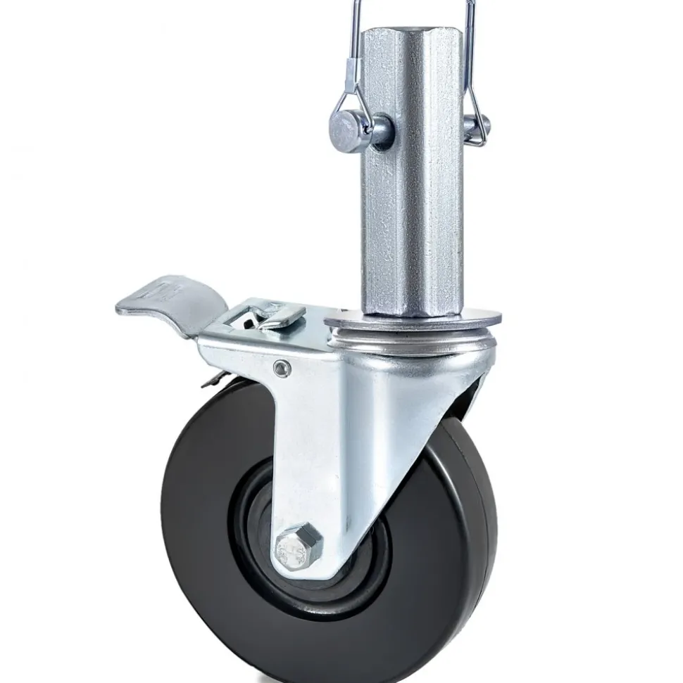 VEVOR 4 Pack 5Inch Scaffolding Rubber Swivel Caster Wheels with Dual Locking Heavy Duty Casters 1.26 Inch Square Stem 440LBS Capacity per Wheel