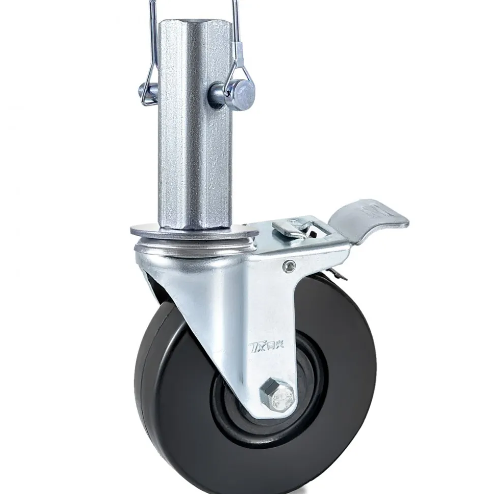 VEVOR 4 Pack 5Inch Scaffolding Rubber Swivel Caster Wheels with Dual Locking Heavy Duty Casters 1.26 Inch Square Stem 440LBS Capacity per Wheel