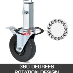 VEVOR 4 Pack 5Inch Scaffolding Rubber Swivel Caster Wheels with Dual Locking Heavy Duty Casters 1.26 Inch Square Stem 440LBS Capacity per Wheel