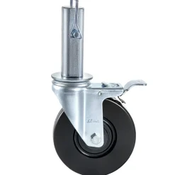 VEVOR 4 Pack 5Inch Scaffolding Rubber Swivel Caster Wheels with Dual Locking Heavy Duty Casters 1.26 Inch Square Stem 440LBS Capacity per Wheel