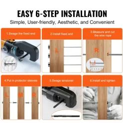 VEVOR 40 Pack Invisible Cable Railing kit, T316 Stainless Steel 1/8" Invisible Receiver and Swage Stud End for Cable Railing, Swage Tensioner 1/8" for Wood/Metal Post, Cable Railing Hardware, Black