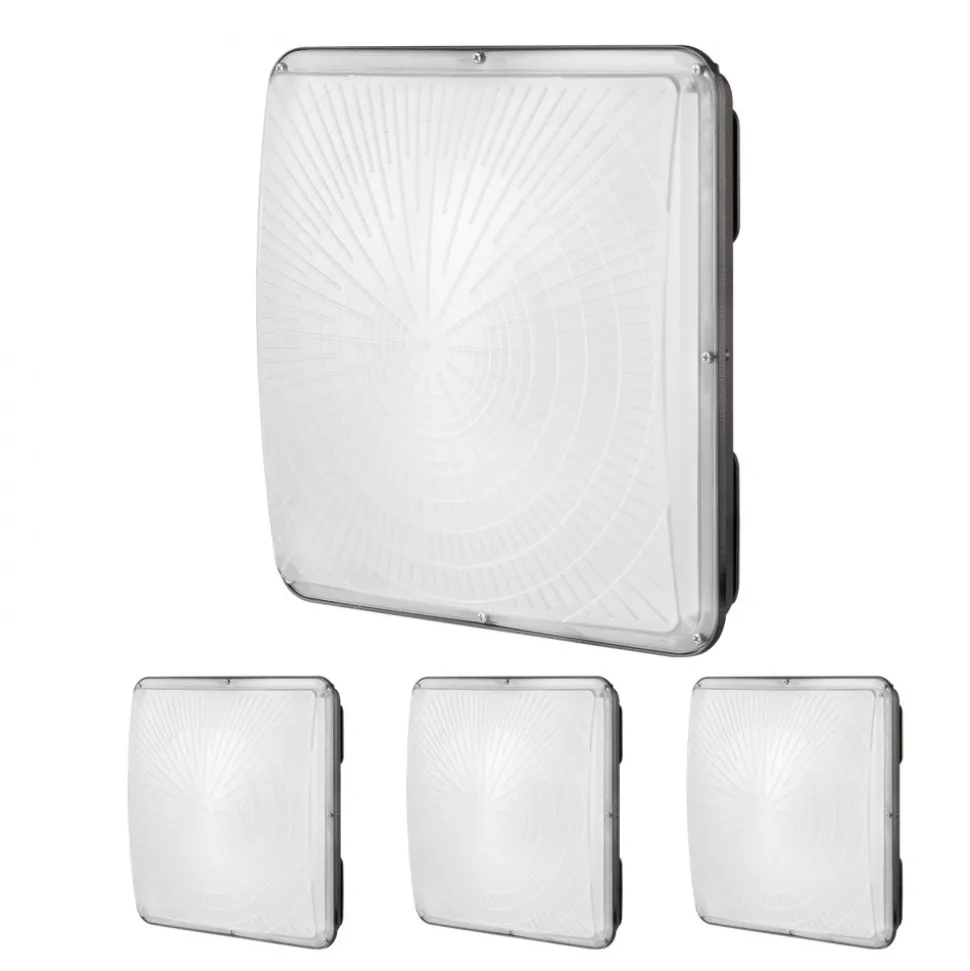 VEVOR 4 Pack LED Canopy Lights, 150W, 16500LM 5000K Daylight Commercial Industrial Outdoor Canopy Lights, 12.4"x12.4" Surface Mount Ceiling Lighting for Gas Station Warehouse Garage Street Shop, IP65
