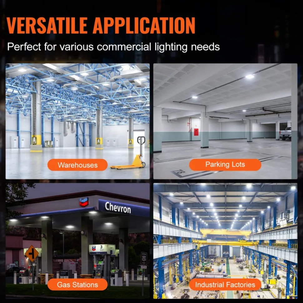 VEVOR 4 Pack LED Canopy Lights, 150W, 16500LM 5000K Daylight Commercial Industrial Outdoor Canopy Lights, 12.4"x12.4" Surface Mount Ceiling Lighting for Gas Station Warehouse Garage Street Shop, IP65