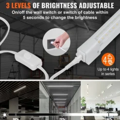 VEVOR 10 Pack LED Shop Light, 8 FT, 80W Linkable Shop Light Fixture, 10000 LM Ceiling Lights 59 in Power Cords with ON/OFF Switch 48 in Connector Cables, for Garage Warehouse Home Workkshop and Office
