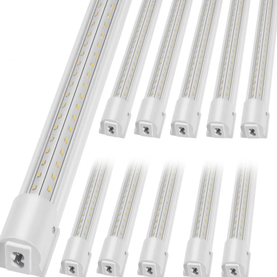 VEVOR 10 Pack LED Shop Light, 8 FT, 80W Linkable Shop Light Fixture, 10000 LM Ceiling Lights 59 in Power Cords with ON/OFF Switch 48 in Connector Cables, for Garage Warehouse Home Workkshop and Office