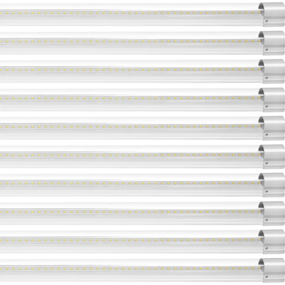 VEVOR 10 Pack LED Shop Light, 8 FT, 80W Linkable Shop Light Fixture, 10000 LM Ceiling Lights 59 in Power Cords with ON/OFF Switch 48 in Connector Cables, for Garage Warehouse Home Workkshop and Office